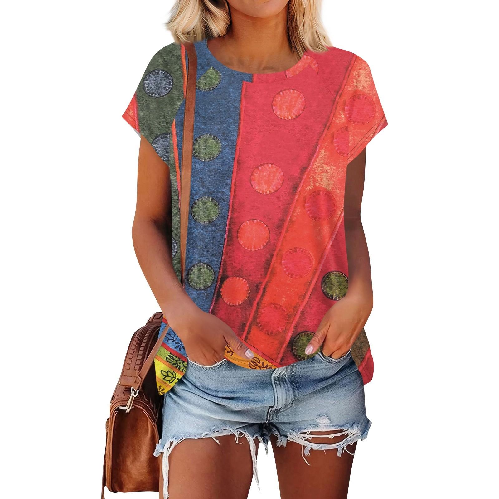 

Женские футболки с коротким рукавом, милые туники с круглым вырезом, топы, базовые футболки, блузки, свободный пуловер XL красный