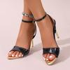 Summer New Pointed Open-toed Stiletto Ankle Strap One-word Buckle Stiletto Sandals Simple High Heels