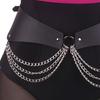 Gothic Waist Chain Alloy and PU Leather Body Chains with Multi Layer Chain Decor Body Straps Accessories for Women Girl