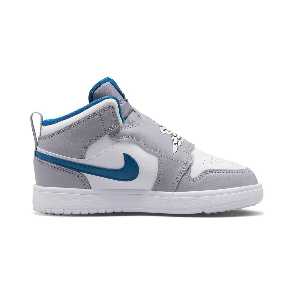 Jordan Air Jordan 1 Mid top Children's Basketball Shoes Gray Blue Children Aged 3 7 Years Old BQ7197-014