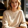 Silver Tone Flower Pendant Necklace for Women with Open Outline Design, Alloy Chain Jewelry for Date Night, Daily Wear and Commute Looks