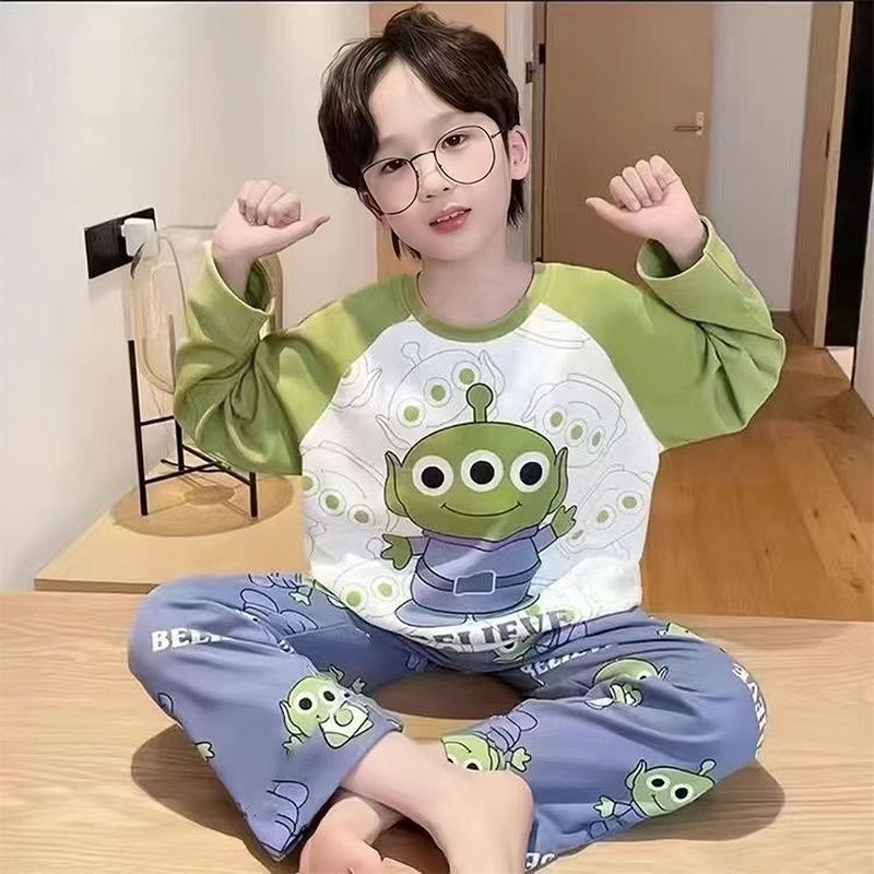 Boys' Cartoon Pajama Set: Long Sleeve & Pants in Spring/Autumn Styles for Medium to Large Kids & Teens
