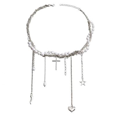 Collana Unica a Strati con Perline e Elegante Ciondolo Girocollo Collane Catena Gioielli Moda Regalo per Donne Ragazze