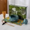 4-8pcs Cherry Blossom gradient pink Matcha Bowl with Matcha Whisk Set Japanese Tea Set Includes Matcha Bowl with Spout