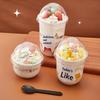 50Pcs Disposable Clear Plastic Cup With Hole Dome Lids Juice Salad Dessert Cups Ice Cream Birthday Wedding Camping Utensils
