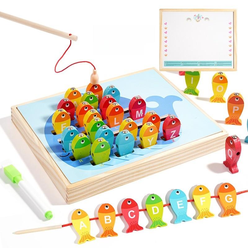 

Montessori Childrens Ninein One Wooden Puzzle Storage Box With Features For Early Education Whale Letter