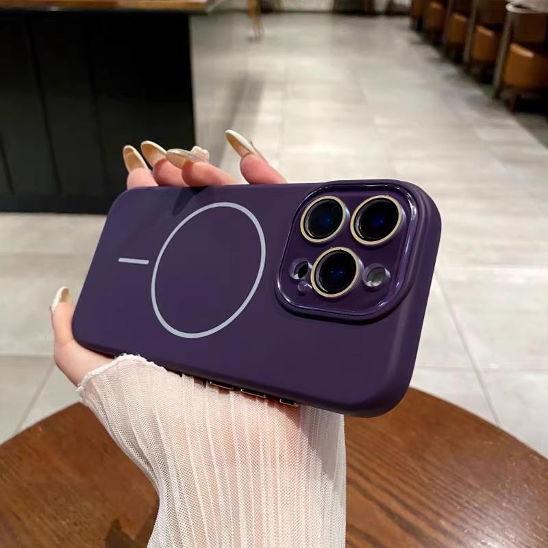 Applicable To IPhone16 Liquid Matte Silicone Thin Circle Magnetic Suction Phone Case Apple 15 Lens Film Full Inclusive Protection Case