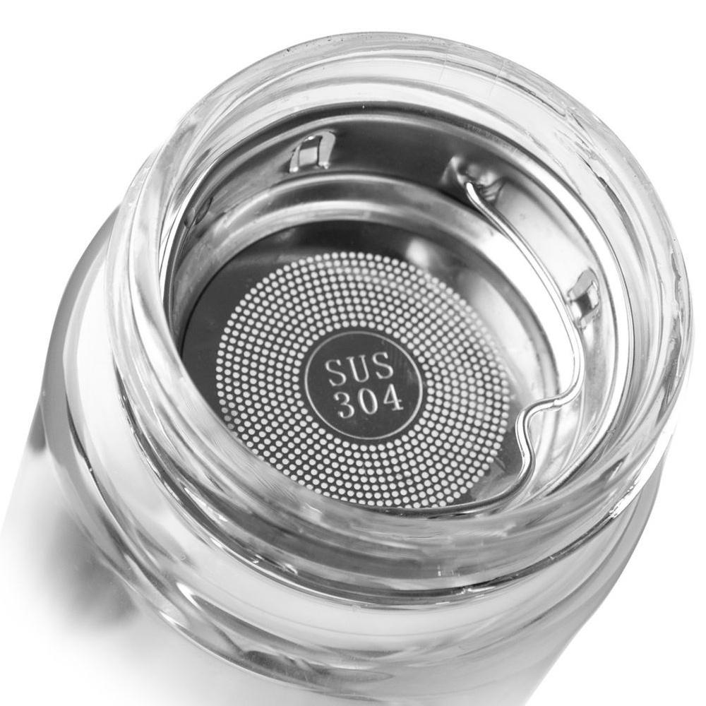 Glass water bottle with strainer 450 ml