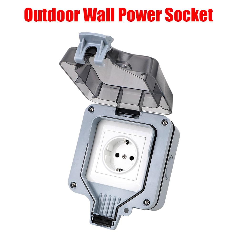 IP66 Weatherproof AC 110~240V With USB Charging 16A Power Supply Switch Socket Outdoor Wall Power Socket for Home& Garden Double EU Socket
