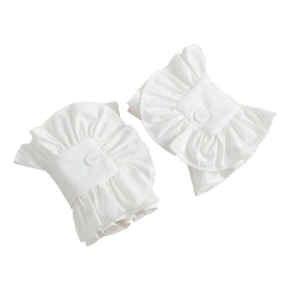 Trendy Ruffle Clothing Cuffs Detachable with Buttons Decorative Sleeves Cuff Extension for Female Teens
