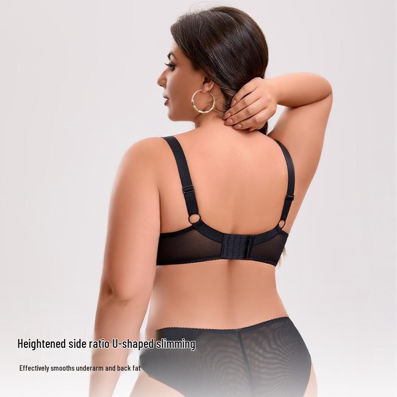 Color Block Anti-Sag Plus Size Full Cup Bra: Breathable, Bust-Minimizing, and Supportive for Large Busts