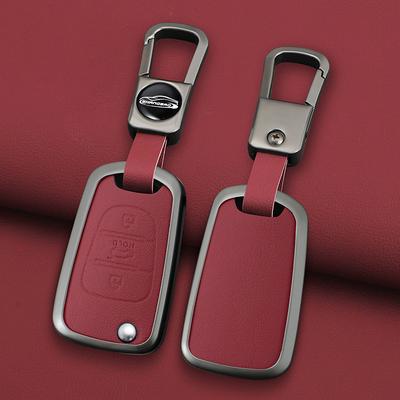 Alloy Leather Car Key Shell Fob Flip Folding Cover Case For Kia K2 K5 Rio 3 Picanto Ceed Cerato Sportage Keychain Accessories