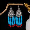Bohemian Fringed Turquoise Earrings, Retro Minority Style Earrings, Personalized Temperament Earrings.