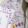 3D Embossed Nail Art Stickers - Colorful English Style, Waterproof Heart Decorations, DIY Adhesive Back.