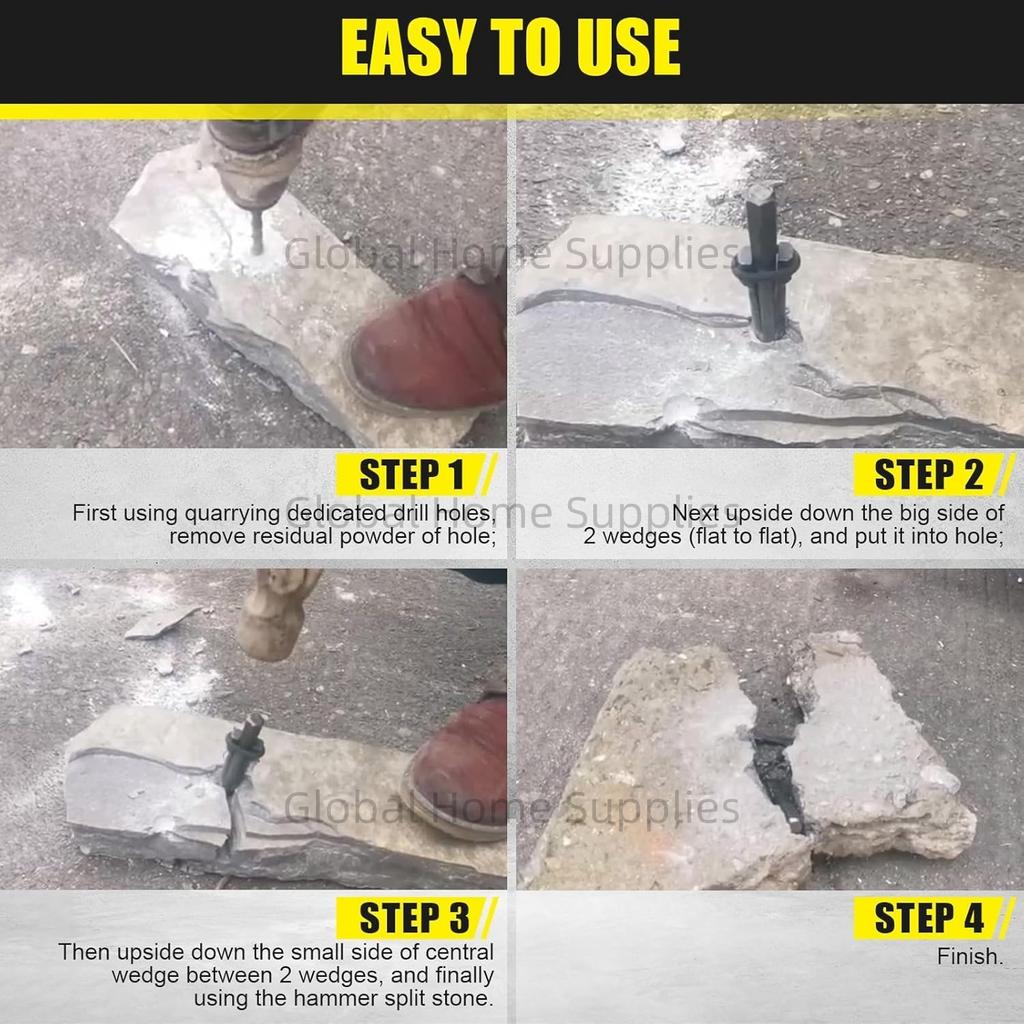 5/8 Inch (16mm) 5PCS Plug Wedges and Feather Shims Concrete Rock Stone Splitter Hand Tools
