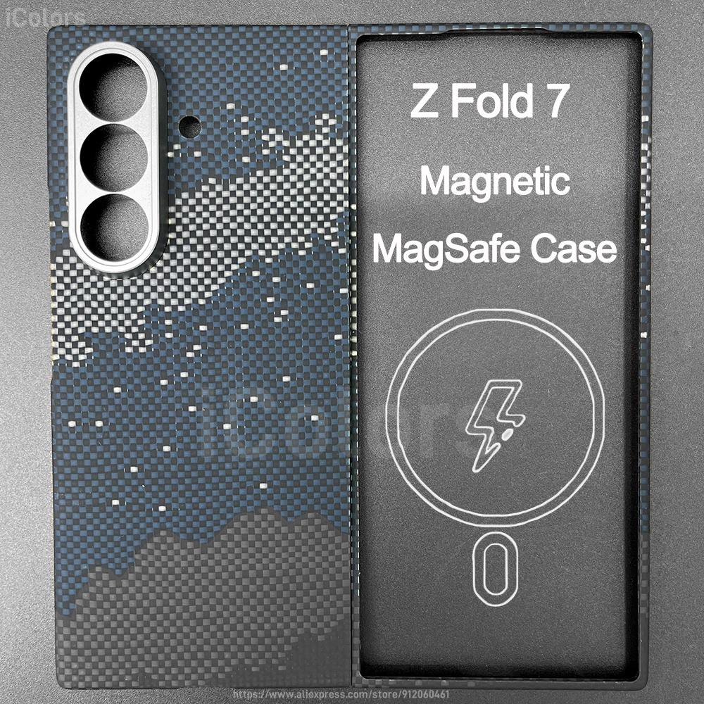 Z Fold 7 Aramid Case for Samsung Galaxy Z Fold 7 Magnetic Case Aramid Carbon Fiber Cover MagSafe/Qi2 Charging Armor Protective