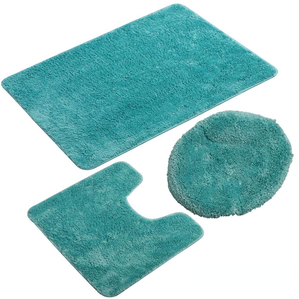 Set 3 pezzi Tappetino da bagno a tinta unita Set Tappeti da bagno con peli soffici Moderno Kit tappetini copriwater rettangolari 50*80 50*40 45*50cm
