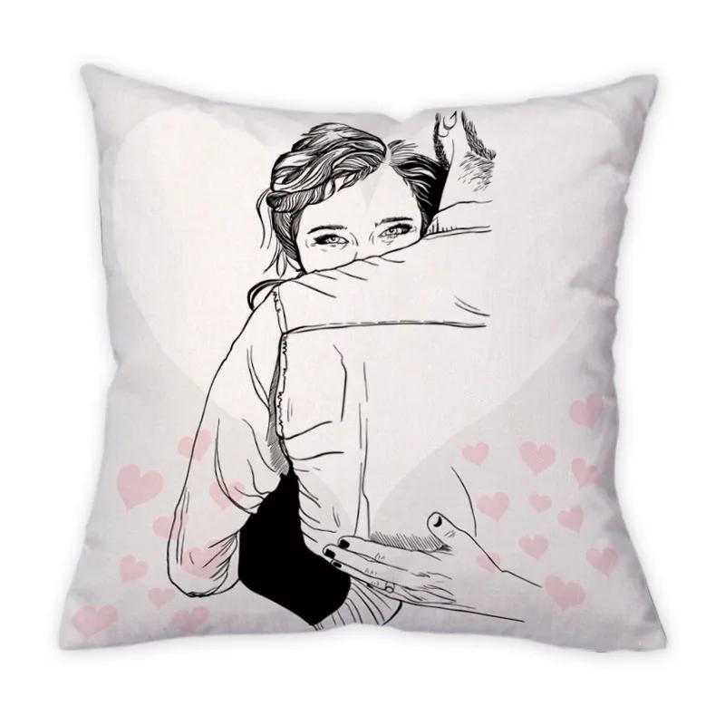 Bedroom Decoration Luxury Office Chair Sofa Room Beautiful Funny Bear Paw Pillowcase Black Love Letter