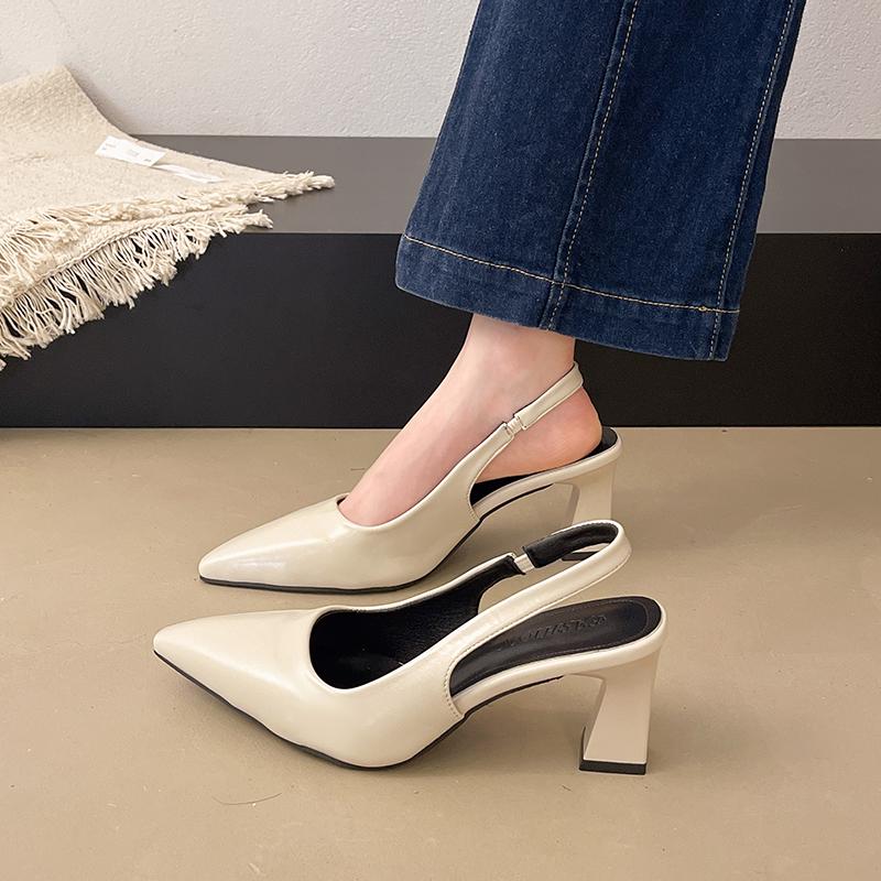 Fashion High Heels Pointed Toe Women Sandals Sexy Summer Shoes Luxury New Trend 2025 Brand Slippers Slingback Chunky Pumps Woman Zapatos