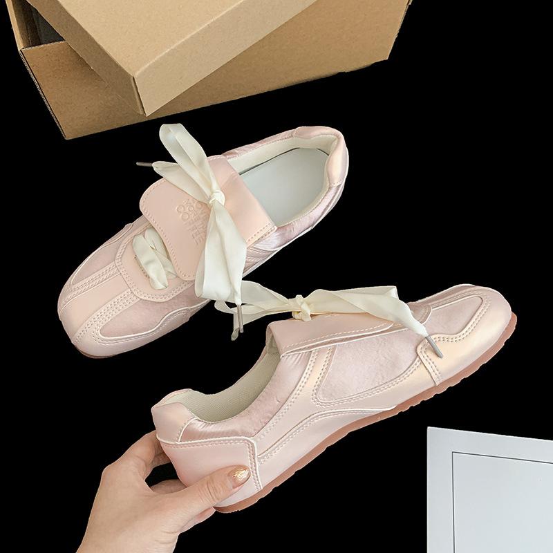 Fashion trend silver ballet flat-bottomed German training shoes women's 2025 new spring versatile retro Forrest Gump sports shoes