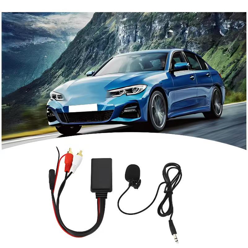 Bluetooth AUX Audio Cable with 2RCA Lotus Male Connectors + MIC for Car Yes чёрный