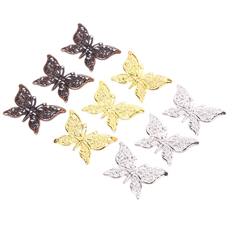50Pcs Vintage Butterfly Filigree Wraps Connectors Metal Craft Diy Jewelry Making