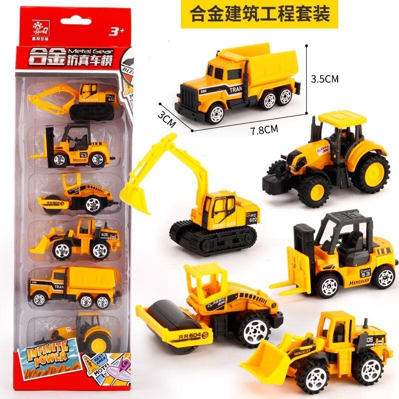 

6 шт./компл., детская модель автомобиля, образовательная раздвижная игрушка для мальчика, инженерная модель из сплава Engineering vehicle