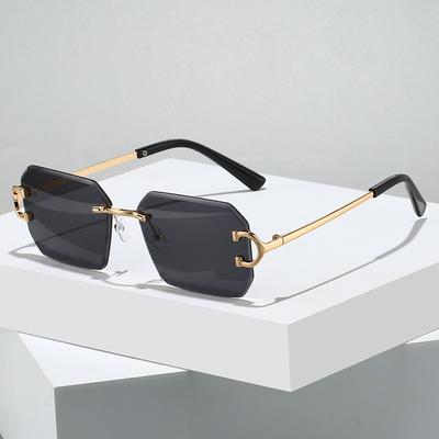 Vintage bezrāmju neregulāras kvadrātveida saulesbrilles Modes sievietēm Vīriešiem Luksusa zīmola dizainera saulesbrilles Retro gradienta dāmu toņi UV400