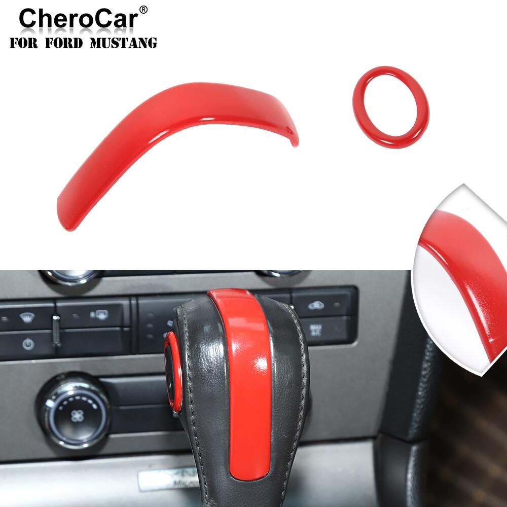 Central Gear Shift Handlebar Knob Trim Cover Decor for Ford Mustang 2009-14 Red
