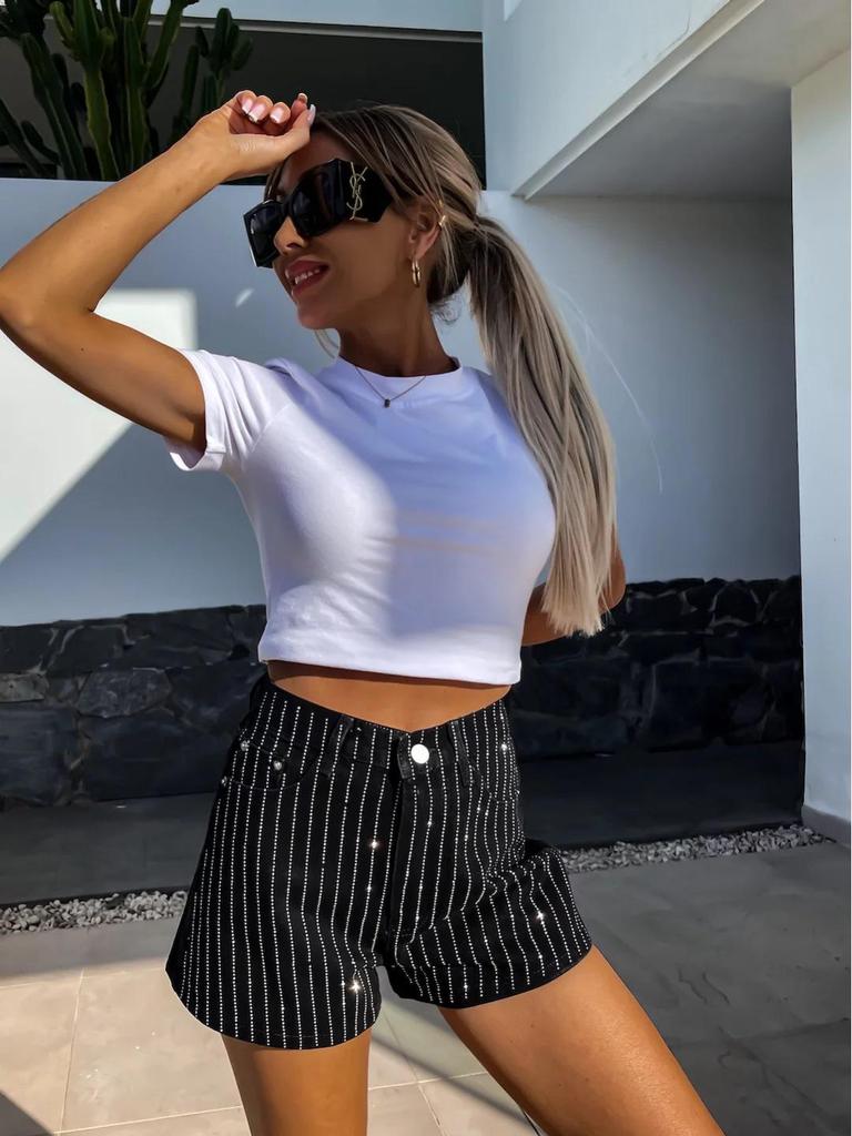 2024 Summer Street Fashion Women's Embellished Denim Shorts