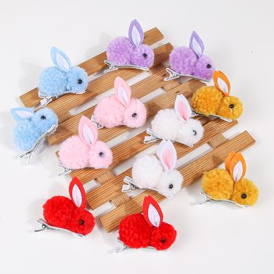 2/6 pièces Mignon Boule de Poils Pince à Cheveux Lapin Épingles à Cheveux Barrettes pour Enfant Fille Accessoires de Cheveux Coiffure Jour de Pâques
