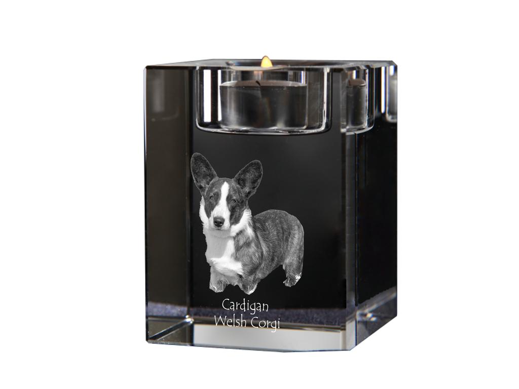 Cardigan Welsh Corgi I – Candle holder with dog photo, crystal tealight holder | Art-Dog
