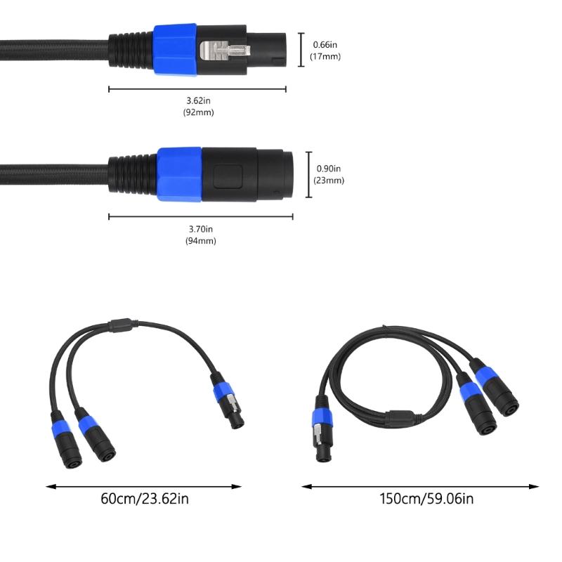 NL4FC Speak On Y Splitter Cable 1 Male To 2 Female Sound Adapter for Amplifiers and Speaker Connection