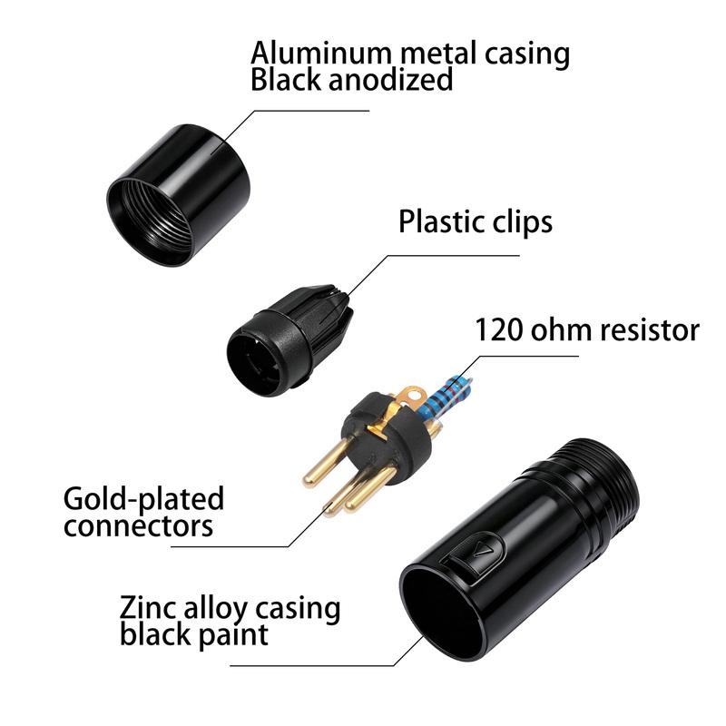 120 Ohm 3-Pin XLR/DMX Terminator Optimal Signal Termination Resistor for Lighting and Audio Systems Signal Integrity