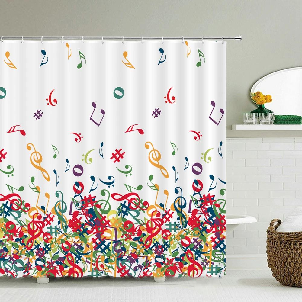 Music Rock Guitar Shower Curtains Modern Bathroom Curtains 3D Printed Decoration Waterproof Cloth With 12 Hooks Bath Curtain