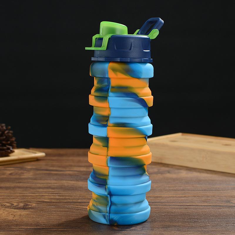 Compact Silicone Foldable Water Bottle - 500ml Portable Sports Bottle for Outdoor Activities
