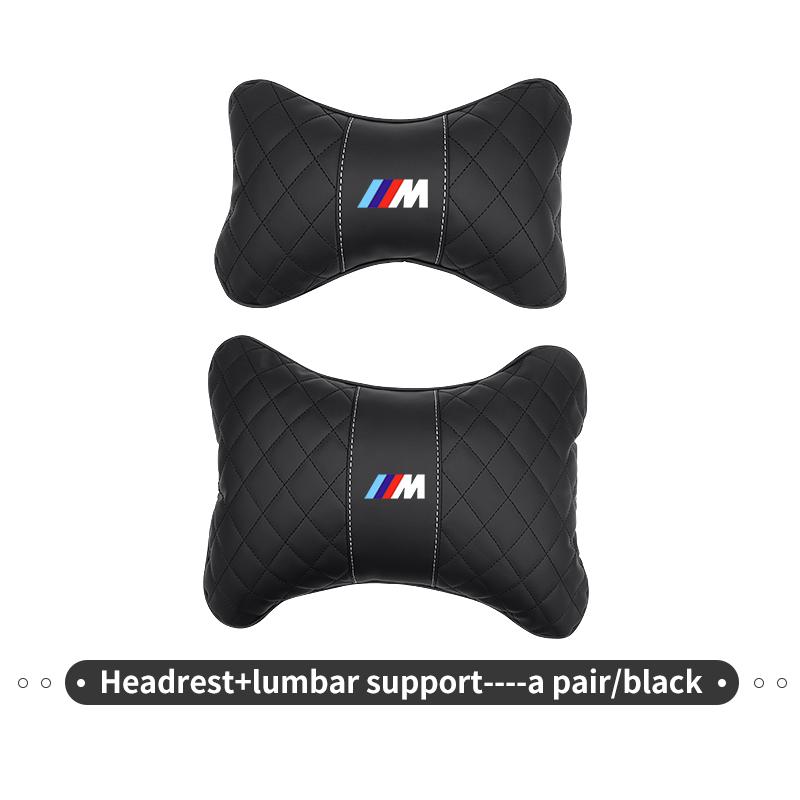 WCHT7 For BMW Leather Car Headrest Lumbar Support Neck Pillow Waist Cushion Auto Accessories E30 E34 E36 E39 E46 E52 E53 E60 E61 E62