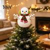 Vivid Felt Tree Ornament Wool Christmas Topper, Cute Snowman/Santa Claus Treetop with Topper Spring Base, Holiday Xmas Decoration for Home Party Decor