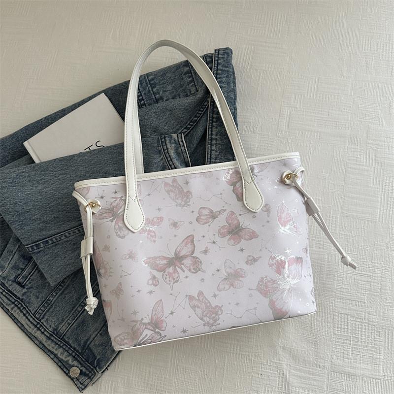 

Trendy Large Tote Bag For Women Featuring Stylish Butterfly Design Perfect For Casual Outings рожевий