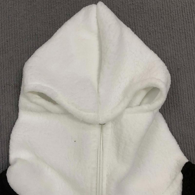 European and American color blocking personalized high street zipper plush hoodie