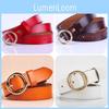 Vintage Belt Women Round Buckle Solid Color Thin Belts Clothing Accessories