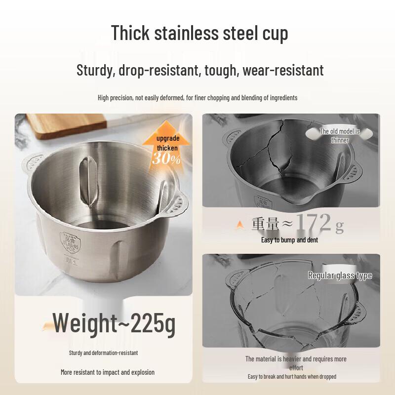 Bear 2L 316 Stainless Steel Electric Meat Grinder CN plug (adapter included)