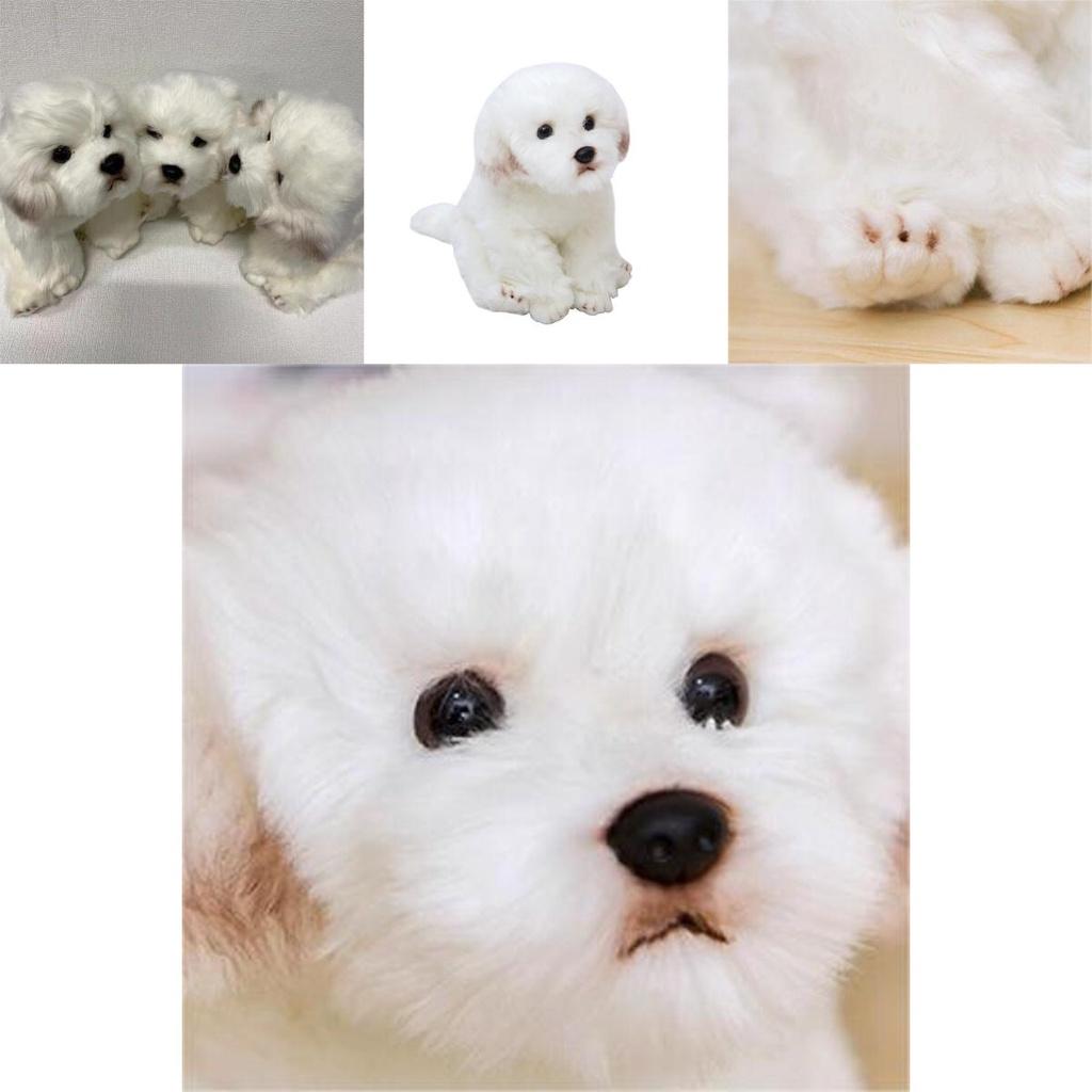 Adorable White Maltese Plush Toy, Fiber Filled, Long Haired Stuffed Animal, 33x24x16cm/38x26x21cm