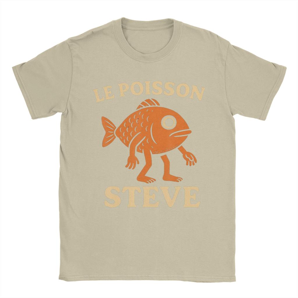Fisch Le Poisson Steve Meme Herren T-Shirts Vintage T-Shirt Kurzarm Rundhals T-Shirt 100% Baumwolle 4XL 5XL Kleidung