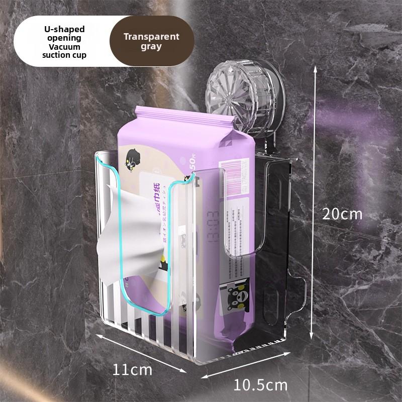 Household Suction Cup Tissue Storage Box, Wall-mounted Wet Tissue Box for Kitchen and Bathroom, Tissue Storage Box Without Holes To Be Drilled