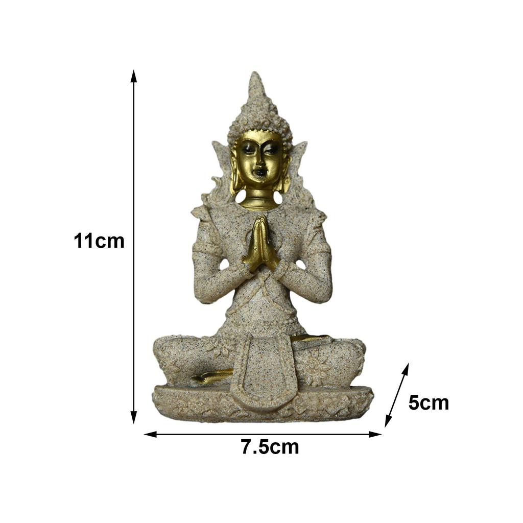 Thai Buddha Figurine Fengshui Resin Buddha Statue for Bookshelf Cabinet Home