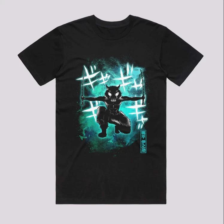 Anime Demon Slayer Cosmic Boar Japanese Style Black TShirt Size S4XL S