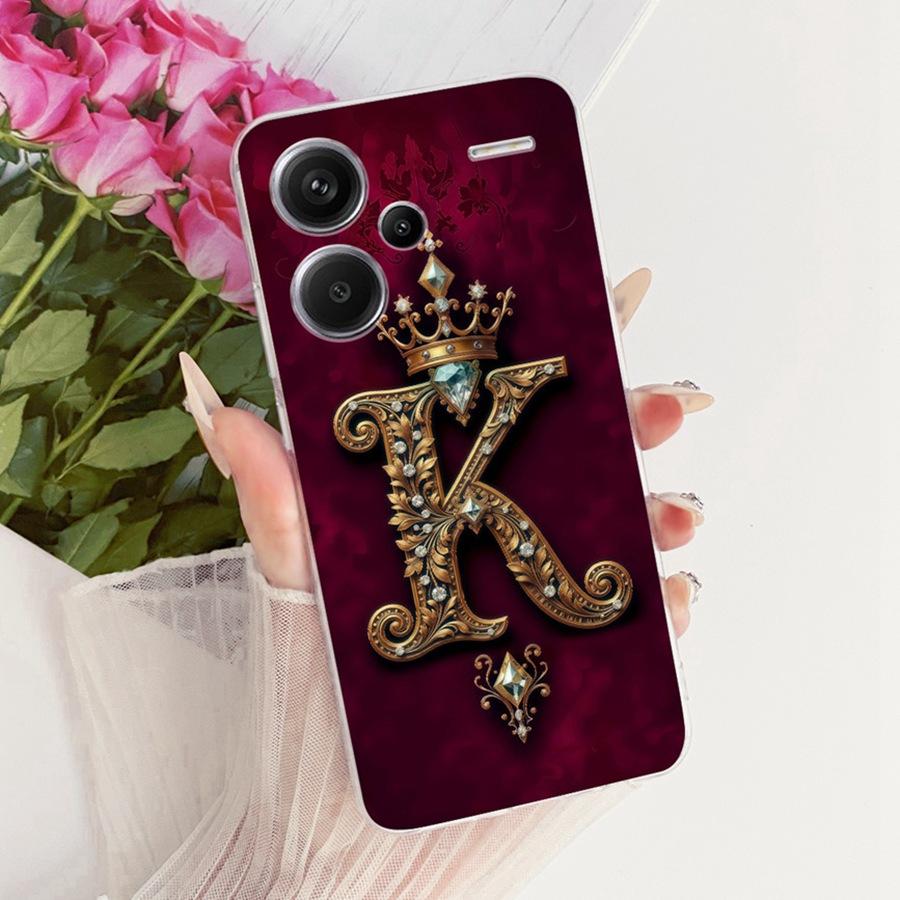 For Xiaomi Redmi Note 13 Pro Plus Case Initial Letter Silicone Protective Soft Back Cover For Redmi Note13 13Pro 5G Phone Fundas