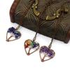 Vintage Hand-Wound Natural Stone Crystal Heart-Shaped Tree Of Life Curved Tree Necklace N142