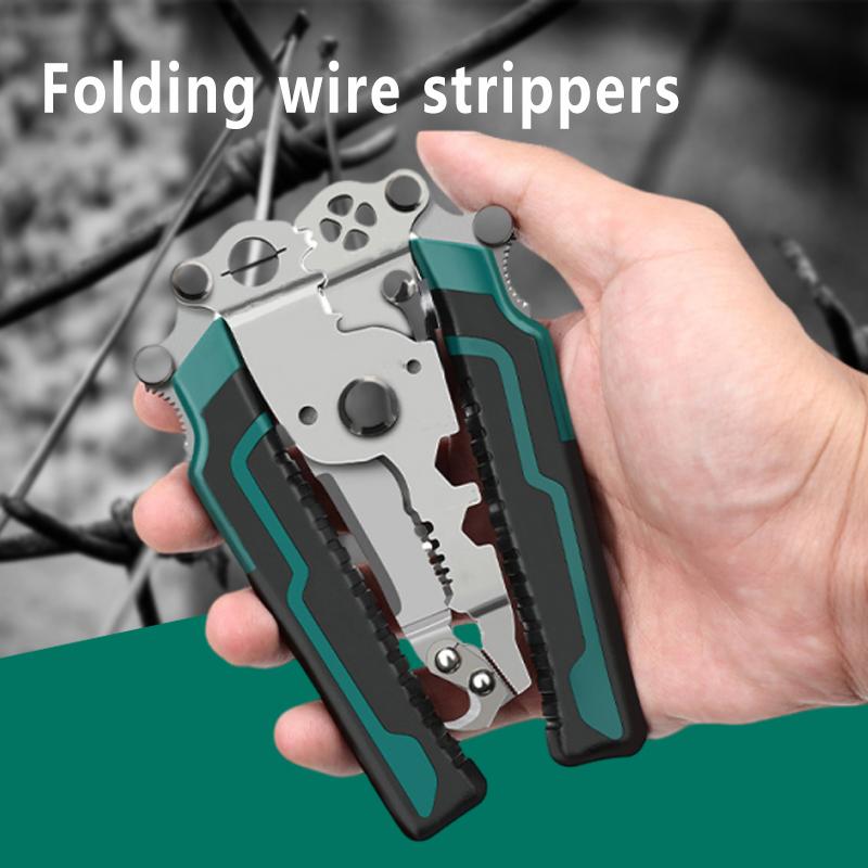 Upgrade cutting tool 1 piece multi-function folding wire stripper crimping pliers cable cutters